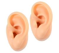 WOONEKY 2Pcs Silicone Fake Human Ear Models for Piercing Practice Reusable Ear Molds Display Props Realistic Body Parts for Jewelry and Teaching Tools