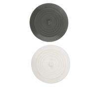WOONEKY 2pcs Silicone Kitchen Sink Stopper Drain Plug Soft Flexible Round Tub Stopper for Bathroom and Laundry Water Seal Easy to Clean White Grey