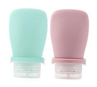 WOONEKY 2pcs Silicone Travel Bottles Leak Refillable Containers for Lotion and Shampoo Portable and Compact Travel Cosmetic Dispensers in and Light Pink