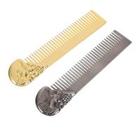 WOONEKY 2pcs Skull-shaped Men's Hair Comb Metal Comb Kit Dual-sided Styling for Beard Grooming Pocket Fine Teeth for Go Mustache