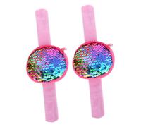 WOONEKY 2pcs Slap Bracelet Coin Purse with Sequin Decor Snap Wristbands for Party Favors School Gifts Bag Fillers Versatile Wear Wrist Backpack and Stroller