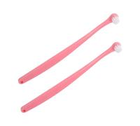 WOONEKY 2pcs Soft Bristle Dog Toothbrush with Rounded Head Long Handle Pet Tooth Brush for Puppies and Dogs Gentle Oral Cleaning Tool Vibrant Pink for Sensitive Gums and Thorough Mouth