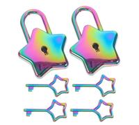 WOONEKY 2Pcs Star Shaped Key Padlocks for Diary Notebook Mini Decorative Locks with Keys, Tiny Colorful Padlocks for Jewelry Boxes, Handbags, Suitcases, and DIY Accessories