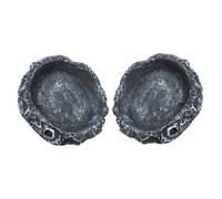 WOONEKY 2pcs Tortoise Food Reptile Water Bowl Small Corner Food Dish Reptile Feeding Bowl Water Dish Geckos Lizards Snakes Turtle Frog Spider Pet