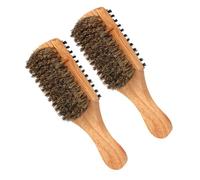 WOONEKY 2pcs Travel Beard Brush for Men Medium Soft Boar Bristle Hair Brush Beard Straightener Grooming Tool Portable Lightweight Dual-sided Styling Comb