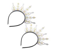 WOONEKY 2pcs Vintage Tiara Headband for Women Retro Bridal Crown Hairband Elegant Wedding Party Headdress with Comfortable Durable Design