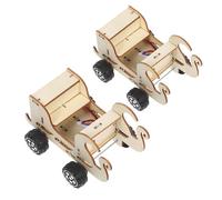 WOONEKY 2pcs Voice Activated DIY Assembly Car Kit for Stem Education with Wooden Construction Hands for Science Learning and Building Fun