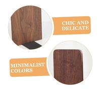 WOONEKY 2pcs Walnut Wood Bookends with Iron Base Sturdy Large Square Decorative Book Holders for Office and Home Multi-function Convenient Book Organizer and Shelf Stoppers