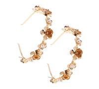 WOONEKY 2pcs Women's Fashion Hairband Pearl Flower Hair Decor Elegant Bridal Headpiece Wedding Hair Accessories Lady Headdress