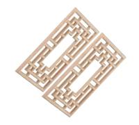 WOONEKY 2pcs Wood Carved Appliques for Furniture and Wall Decor Unpainted Decorative Wood for Cabinets Doors Beds and Wardrobes Easy DIY Installation European Style Onlays