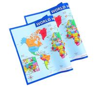 WOONEKY 2Pcs World Map Educational Poster for Geography Learning Wall Art Wear Resistant Design for Classrooms Nurseries and Home Decor