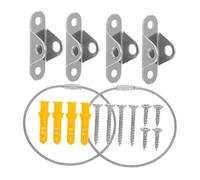 WOONEKY 2sets Earthquake Safe Furniture Anchors Stainless Steel Tip Straps Childproof Safety Straps Heavy Duty for Bookshelves Cabinets Protection