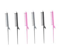 WOONEKY 2sets Hair Styling Tools Premium Carbon Fiber Rat Tail Comb Parting for Women 3pcs*2