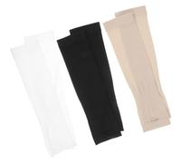 WOONEKY 3 Pairs Breathable Ice Silk Sun Protection Sleeves for Women Cooling Stretchy Arm Covers with Finger Design UV Block Oversleeves for Outdoor Riding Driving Golf Fishing Black White