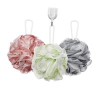 WOONEKY 3 Pcs Bath Loofah Sponges Shower Mesh Balls for Body Exfoliation and Gentle Skin Cleansing Rich Foam Producing Scrubbers for Women and Men Soft and Delicate Bathing Accessories