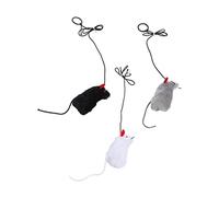 WOONEKY 3 Pcs Squeaky Cat Plush Mouse Shape Interactive with Pull Ring for Engaging Play for Indoor Cats to Satisfy Curiosity and Prevent Biting Behavior Random Color