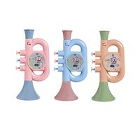 WOONEKY 3 Pcs Trumpet Abs Plastic Musical Instruments for Creative Blowing and Water Spray Play Portable Learning in Blue Cinnamon and Sakura