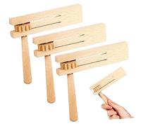 WOONEKY 3 Pcs Wooden Ratchet Noise Maker Toys for Boys and Girls Traditional Matraca Sound Instruments for Parties and Sporting Events Fun Musical Toy Set