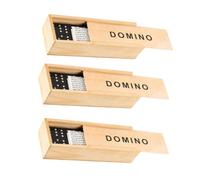 WOONEKY 3 Sets Wooden Dominoes Game Black Tiles Set for Family Fun Interactive Parent Activity Educational Building Blocks Travel Game for Ages