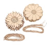 WOONEKY 30Pcs Unfinished Wooden Flower Cutouts DIY Craft Supplies Smooth Safe Wood Slices for Autumn Party Decorations and Home Art Projects with Sunflower and Small Flower Designs
