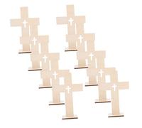 WOONEKY 30pcs Unpainted Wooden Crosses for Crafts with Base Natural Wood Unfinished Cross Bulk for DIY Religious Table Centerpiece Communion Christmas Church Decor Projects