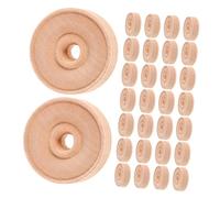 WOONEKY 30pcs Wooden Craft Wheels with Hole for DIY Cars Model Vehicle Wheels Smooth Unfinished Wood Tires for Handmade Crafts Safe Rounded Edges for Painting and Assembly Projects