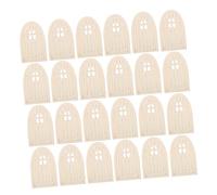 WOONEKY 30pcs Wooden Elf Door Decor Miniature Exterior Door Mini Furniture Fairy for Tree Wood Fairy Tiny Miniature Figurines Wooden Beige