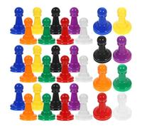 WOONEKY 32Pcs Plastic Board Game Chess Pieces Set, Colorful Pawns in 8 Colors (Red, Yellow, Blue, Green, Black, White, Purple, Orange) for Party Games and Cognitive Play Accessories