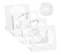 WOONEKY 36pcs Painting Stencils for Crafts with Flower Bird Plant Reusable Drawing Templates for Wood Paper DIY Decorations Suitable for Boy Girl and Adults