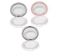 WOONEKY 3pcs 5G Refillable Loose Powder Box Mirror Elastic Mesh Sifter Portable Makeup Container for Women Lightweight Powder Holder for Travel
