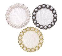 WOONEKY 3pcs Alloy Nail Display Board with Pearl Decorations White Base Nail Palette Vintage Flower Design for Professional and DIY Use