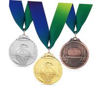 WOONEKY 3Pcs Basketball Award Medals Embossed Medals for Competitions Tournaments Parties Durable First Place Game Medals Sports Prizes