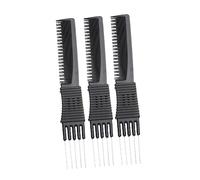 WOONEKY 3pcs Black Carbon Fiber Hair Comb Static Rat Tail Tooth Comb Plastic for Salon Haircutting Styling and Fine Hair Care
