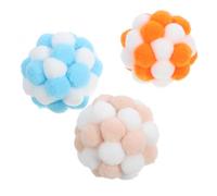 WOONEKY 3pcs Cat Balls with Inner Bells Soft Durable Interactive Pet Training Balls for Indoor Cats Bright Color Kitten Play to Stress and Enhance Bonding