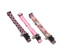 WOONEKY 3pcs Cat Collars Bells Safety Buckle Floral Design Comfortable Kitten Collars for Pets for Daily Wear and Special Occasions Skull Petals
