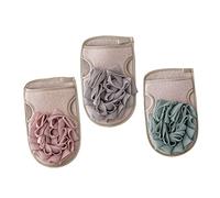 WOONEKY 3pcs Exfoliating Bath Gloves Dual-sided Body Cleaning Mitts for Smooth Skin and Accessories Pink