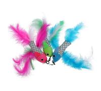 WOONEKY 3pcs Funny Cat Stick Flying Fish Head Replacement Cat Teaser Toy for Kitten Active Moving Pet Plush Toy