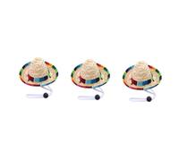 WOONEKY 3pcs Funny Dog Costume Sombrero Hat Chihuahua Cosplay Clothes Mexican Party Decorations