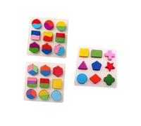 WOONEKY 3PCS Geometry Recognition Early Learning Shape Matching Boards for Jigsaw Plates for Cognitive Development and Shape Exploration