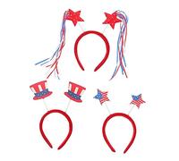 WOONEKY 3Pcs Independence Day Headbands American Flag Hair Hoops Festival Costume Accessories Cloth Metal Material for July Celebration Party