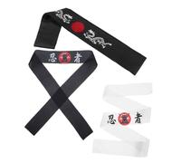 WOONEKY 3pcs Japanese Hachimaki Headbands Ninja Style Karate Headband for Sports Parties and Cosplay Comfortable and Samurai Hat Accessory for Martial Arts Enthusiasts