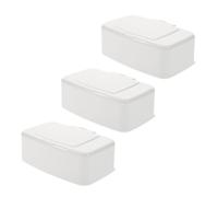 WOONEKY 3pcs Lightweight White Pp Wet Wipe Container with Lid Healthy Baby Wipes Box Refillable Storage Box Suitable for Stroller and Traveling
