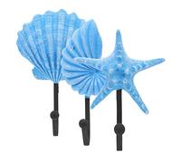 WOONEKY 3pcs Mediterranean Style Wall Hooks Vintage Nautical Resin Coat Hangers for Keys Jackets Hats Coastal Decor Decorative Iron Ocean Key Holders for Entryway Bathroom