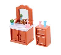 WOONEKY 3pcs Mini Bathroom Furniture Set Wooden Miniature House Accessories for Dollhouses for Cognitive Development and Creative Play