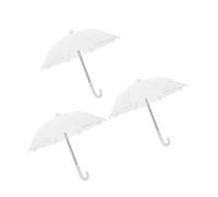 WOONEKY 3pcs Mini Doll Umbrella Set for Doll 18-inch White Rain Umbrella Dollhouse Accessories Miniature Scene Model Decoration