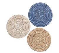 WOONEKY 3Pcs Miniature Doll House Floor Mats Set, Mini Dollhouse Accessories with Beige, Brown and Blue Rugs, Micro Landscape Model Decor for Small Doll House Play