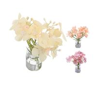 WOONEKY 3pcs Miniature Flower Vases with Artificial Flowers for Dollhouse Micro Landscape Decoration Faux Plants for Dollhouse Scenes Creative Space-saving Mini Vases in Orange Yellow Pink