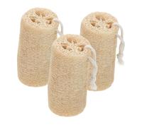 WOONEKY 3PCS Natural Loofah Scrubber Bath and Kitchen Cleaning Brush Multi-Purpose Exfoliating Sponge for Body Scrubbing and Dishwashing Easy to Clean Organic Mesh Back Scrubber