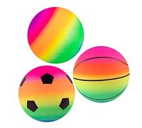 WOONEKY 3pcs Rainbow Playground Balls Soft Bouncing for Home School Kindergarten Fun Plaything for Developing Coordination Motor Skills