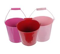 WOONEKY 3pcs Small Metal Buckets Multi-colored Mini Buckets for Party Favors Garden Succulents Pencil Holders Portable Decorative Pails for Valentine